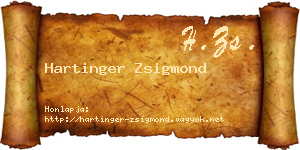 Hartinger Zsigmond névjegykártya